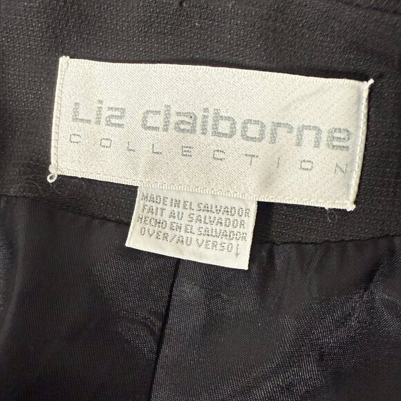 Liz Claiborne Collection UNIQUE Scalloped Collar Black Blazer Sz 14 - Picture 2 of 7